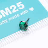 Detail View 3 of Implant Grade Titanium OneFit Threadless Prong Claw Set Sparkle Gem Top Part-Emerald