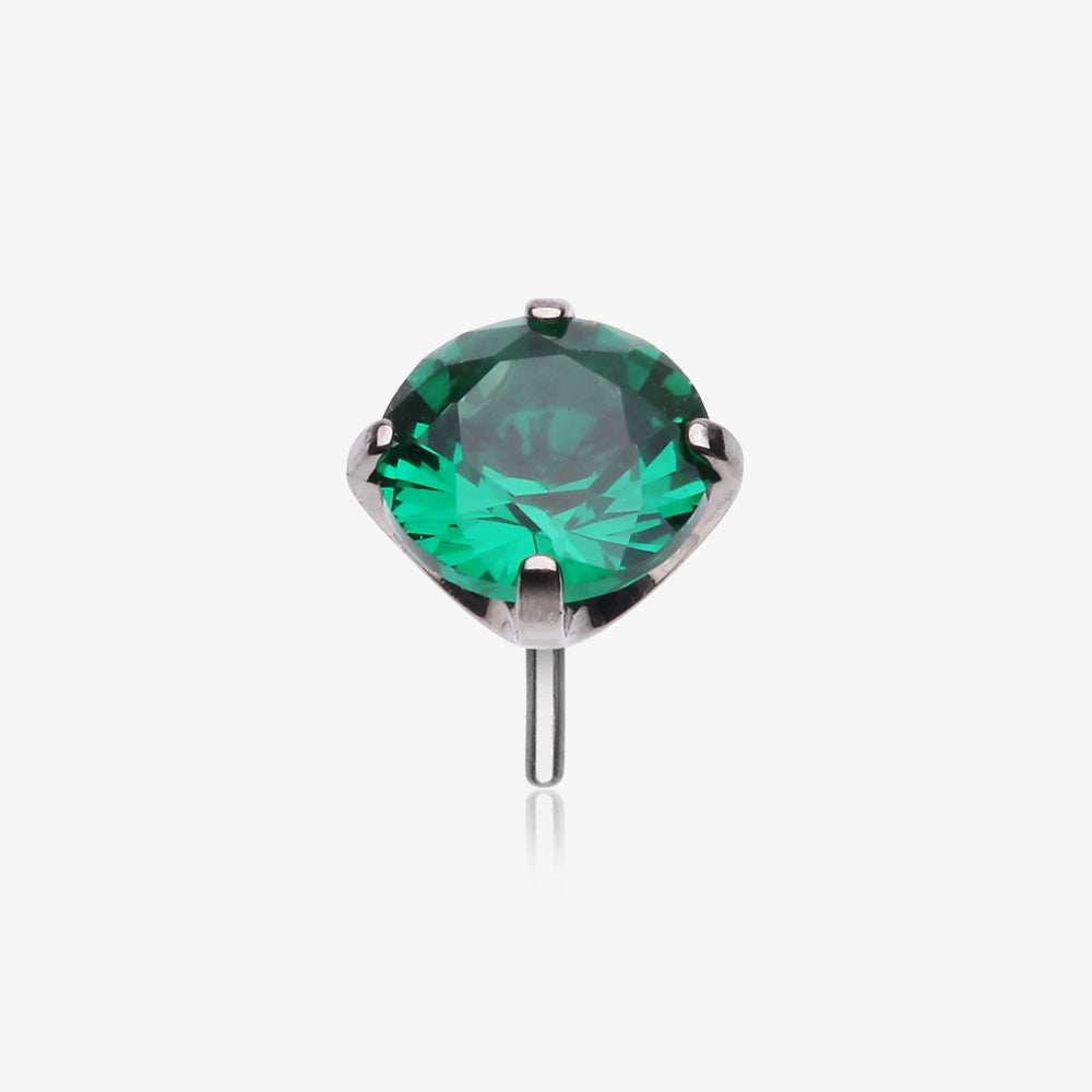 Implant Grade Titanium OneFit‚Ñ¢ Threadless Prong Claw Set Sparkle Gem Top Part-Emerald