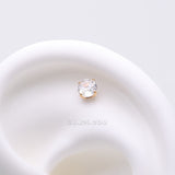 Detail View 1 of Implant Grade Titanium OneFit Threadless Golden Prong Claw Set Sparkle Gem Top Part-Clear Gem