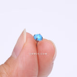 Detail View 2 of Implant Grade Titanium OneFit Threadless Prong Set Fire Opal Top Part-Blue Opal