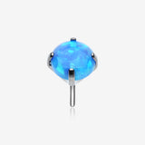 Implant Grade Titanium OneFit Threadless Prong Set Fire Opal Top Part-Blue Opal