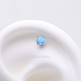 Detail View 1 of Implant Grade Titanium OneFit Threadless Prong Set Fire Opal Top Part-Blue Opal