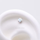 Detail View 1 of Implant Grade Titanium OneFit‚Ñ¢ Threadless Prong Set Fire Opal Top Part-White Opal