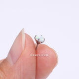 Detail View 2 of Implant Grade Titanium OneFit Threadless Prong Set Fire Opal Top Part-White Opal