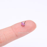 Detail View 2 of Implant Grade Titanium OneFit Threadless Prong Set Fire Opal Top Part-Pink Opal