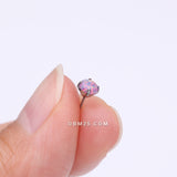 Detail View 2 of Implant Grade Titanium OneFit Threadless Prong Set Fire Opal Top Part-Purple Opal