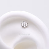 Detail View 1 of Implant Grade Titanium OneFit Threadless Brilliant Sparkle Flower Top Part-Clear Gem