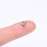Detail View 2 of Implant Grade Titanium OneFit Threadless Brilliant Sparkle Flower Top Part-Pink/Clear Gem