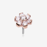 Implant Grade Titanium OneFit Threadless Rose Gold Brilliant Sparkle Flower Top Part-Clear Gem