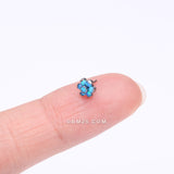 Detail View 2 of Implant Grade Titanium OneFit Threadless Brilliant Fire Opal Flower Top Part-Blue Opal