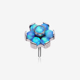 Implant Grade Titanium OneFit Threadless Brilliant Fire Opal Flower Top Part-Blue Opal