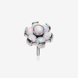 Implant Grade Titanium OneFit Threadless Brilliant Fire Opal Flower Top Part-White Opal