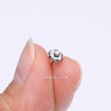 Detail View 2 of Implant Grade Titanium OneFit Threadless Brilliant Fire Opal Flower Top Part-White Opal