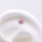 Detail View 1 of Implant Grade Titanium OneFit Threadless Brilliant Fire Opal Flower Top Part-Pink Opal