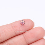 Detail View 2 of Implant Grade Titanium OneFit Threadless Brilliant Fire Opal Flower Top Part-Pink Opal