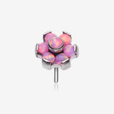 Implant Grade Titanium OneFit Threadless Brilliant Fire Opal Flower Top Part-Pink Opal