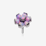 Implant Grade Titanium OneFit Threadless Brilliant Fire Opal Flower Top Part-Purple Opal
