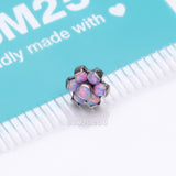 Detail View 3 of Implant Grade Titanium OneFit Threadless Brilliant Fire Opal Flower Top Part-Purple Opal