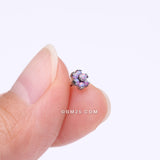 Detail View 2 of Implant Grade Titanium OneFit Threadless Brilliant Fire Opal Flower Top Part-Purple Opal