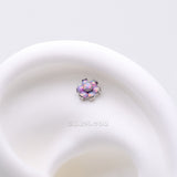 Detail View 1 of Implant Grade Titanium OneFit Threadless Brilliant Fire Opal Flower Top Part-Purple Opal