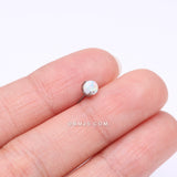 Detail View 2 of Implant Grade Titanium OneFit Threadless Fire Opal Ball Prong Set Top Part-White Opal