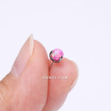 Detail View 2 of Implant Grade Titanium OneFit Threadless Fire Opal Ball Prong Set Top Part-Pink Opal