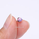 Detail View 2 of Implant Grade Titanium OneFit Threadless Fire Opal Ball Prong Set Top Part-Purple Opal