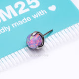 Detail View 3 of Implant Grade Titanium OneFit Threadless Fire Opal Ball Prong Set Top Part-Purple Opal