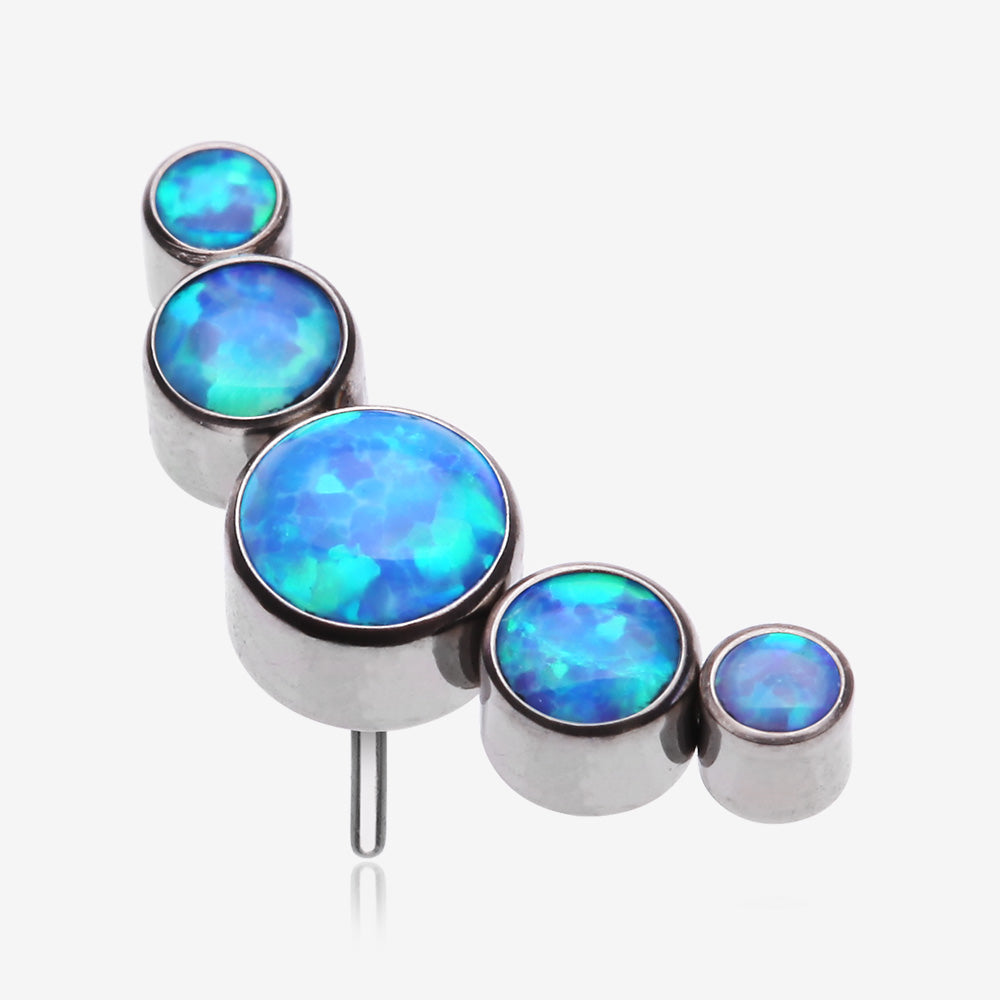 Implant Grade Titanium OneFit‚Ñ¢ Threadless Journey Fire Opal Curve Top Part-Blue Opal
