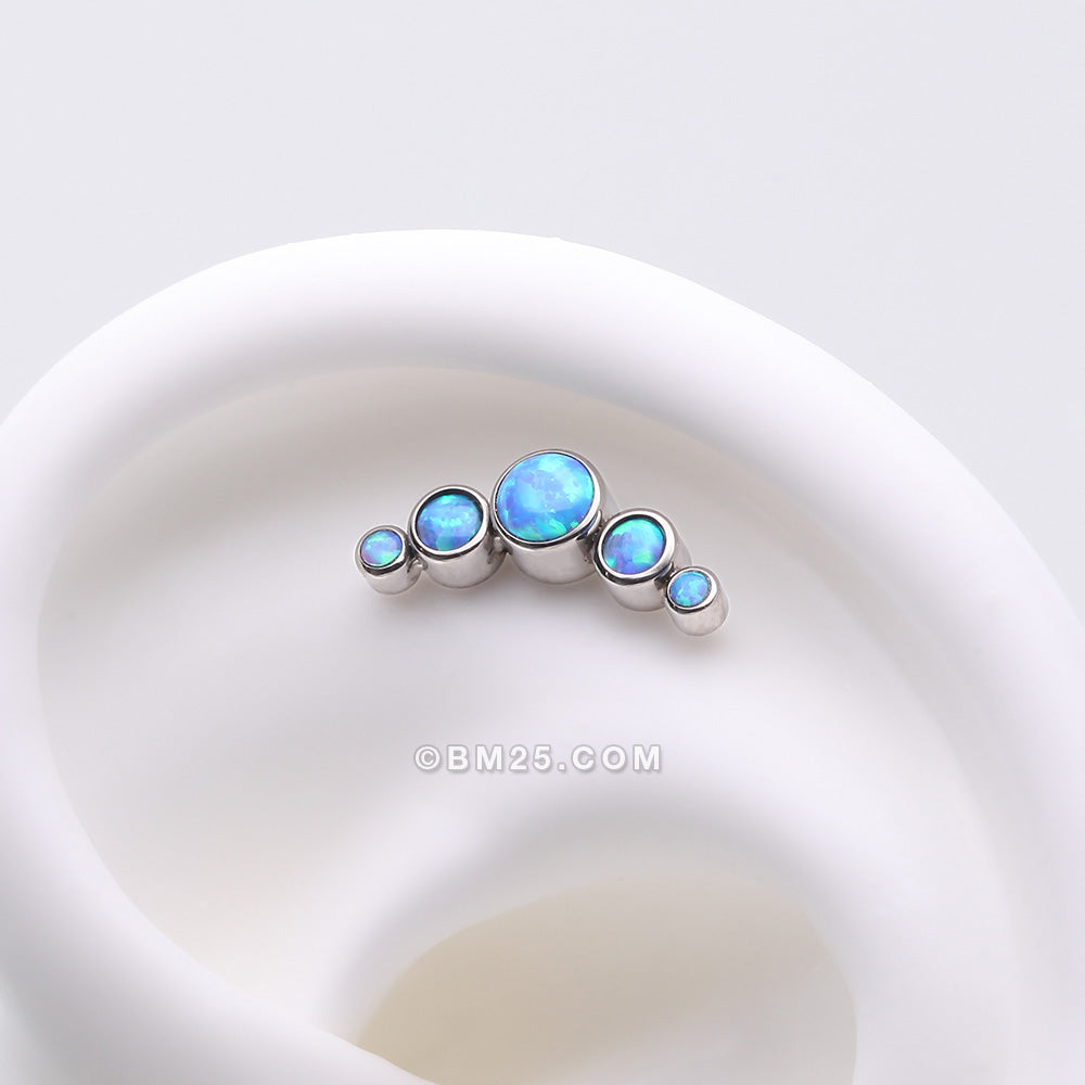 Detail View 1 of Implant Grade Titanium OneFit‚Ñ¢ Threadless Journey Fire Opal Curve Top Part-Blue Opal