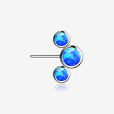 Implant Grade Titanium OneFit Threadless Triple Bubble Fire Opal Front Facing Top Part-Blue Opal