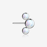 Implant Grade Titanium OneFit Threadless Triple Bubble Fire Opal Front Facing Top Part-White Opal