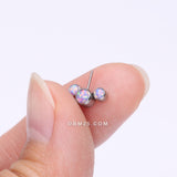 Detail View 2 of Implant Grade Titanium OneFit Threadless Triple Bubble Fire Opal Front Facing Top Part-Purple Opal