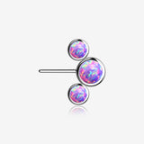 Implant Grade Titanium OneFit Threadless Triple Bubble Fire Opal Front Facing Top Part-Purple Opal