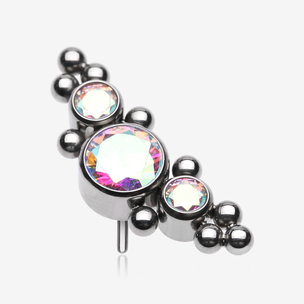 Implant Grade Titanium OneFit‚Ñ¢ Threadless Sparkle Arc Bali Beads Top Part-Aurora Borealis