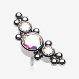 Implant Grade Titanium OneFit Threadless Sparkle Arc Bali Beads Top Part-Aurora Borealis
