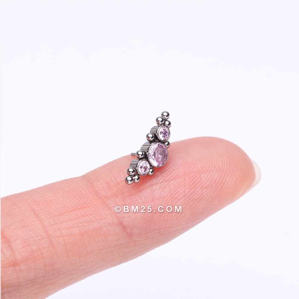 Detail View 2 of Implant Grade Titanium OneFit‚Ñ¢ Threadless Sparkle Arc Bali Beads Top Part-Pink