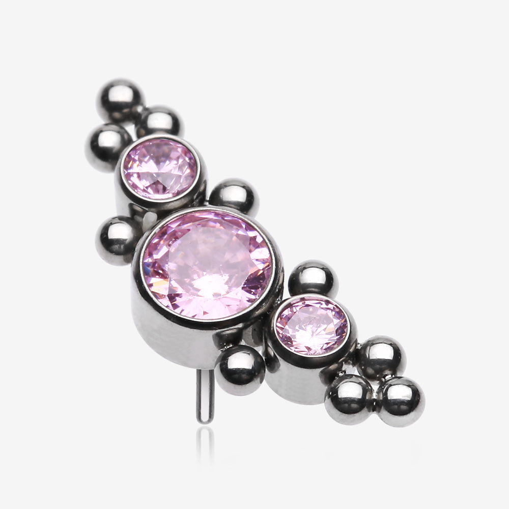 Implant Grade Titanium OneFit‚Ñ¢ Threadless Sparkle Arc Bali Beads Top Part-Pink