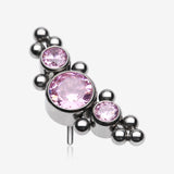 Implant Grade Titanium OneFit Threadless Sparkle Arc Bali Beads Top Part-Pink
