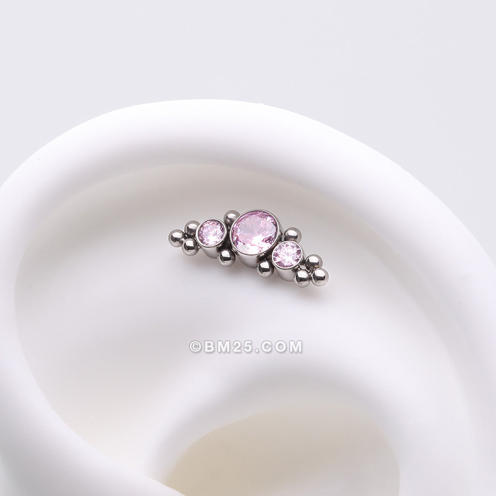Detail View 1 of Implant Grade Titanium OneFit‚Ñ¢ Threadless Sparkle Arc Bali Beads Top Part-Pink