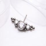 Detail View 1 of Implant Grade Titanium OneFit‚Ñ¢ Threadless Sparkle Arc Bali Beads Front Facing Part-Clear Gem