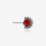 Implant Grade Titanium OneFit Threadless Bali Beaded Floral Sparkle Front Facing Part-Red
