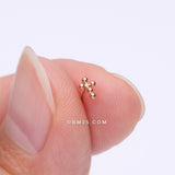 Detail View 2 of Implant Grade Titanium OneFit Threadless Rose Gold Beaded Ball Cross Top Part