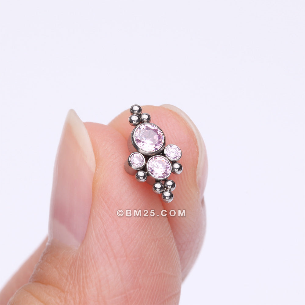 Detail View 2 of Implant Grade Titanium OneFit‚Ñ¢ Threadless Royal Bali Bauble Beaded Sparkle Top Part-Pink
