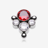 Implant Grade Titanium OneFit Threadless Bali Beaded Essence Sparkle Top Part-Red/Clear Gem