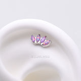 Detail View 1 of Implant Grade Titanium OneFit Threadless Marquise Fire Opal Sparkle Fan Top Part-Purple Opal