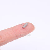 Detail View 2 of Implant Grade Titanium OneFit‚Ñ¢ Threadless Sparkle Lined Rectangle Top Part-Clear Gem