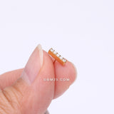 Detail View 2 of Implant Grade Titanium OneFit Threadless Golden Sparkle Lined Rectangle Top Part-Clear Gem