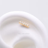 Detail View 1 of Implant Grade Titanium OneFit Threadless Golden Sparkle Lined Rectangle Top Part-Clear Gem
