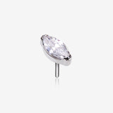 Implant Grade Titanium OneFit Threadless Elegant Marquise Sparkle Top Part-Clear Gem